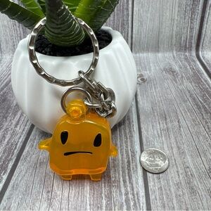 1997 Tamagotchi Yellow Orange Sad Face Keychain McDonald's  Emoji Vintage 1997